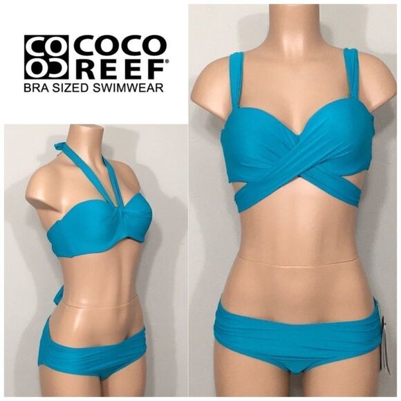 Coco Reef bra sized Teal bikini set. 36/38DD-XL - Picture 1 of 10